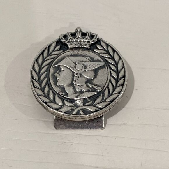 Vintage Swank Silver Toned Medallion Mercury Winged Hat with Crown Money Clip - Picture 5 of 5
